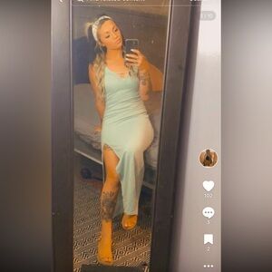 Dusty blue long dress